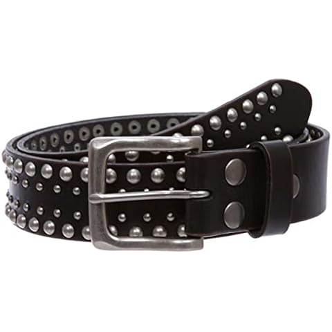 1 1/2" Snap on Antique Silver Circle Metal Studded Distressed Leather Belt, Black | 32" Cover