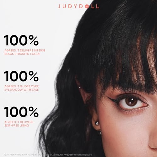 Image of JUDYDOLL Intense Black Liquid Eyeliner - Black Liquid Liner, Waterproof, Smudge-proof, Long lasting, Easy Glide & Ultra-fine Brush Tip, Skip-free Lining, Ideal for Cat Eyes & Wings, Beginner Friendly