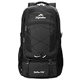EKSMA Mochila de senderismo impermeable, ligera, duradera, de 75 l, gran capacidad, ideal for senderismo, montañismo, acampada y pesca.(Black)
