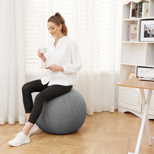Image of Exercise Ball Chair with Fabric Cover, Standard Size (25inches /65cm), for Home Offices, Balance Training, Yoga Ball
