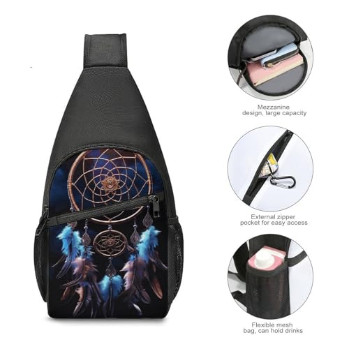 Bolso bandolera pequeño para mujer y hombre con atrapasueños miniatura 4