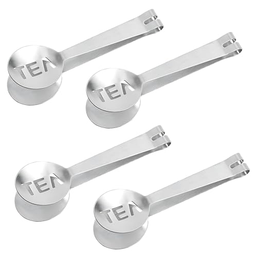 Paquete de 4 Coladores de Bolsas de Té de Acero Inoxidable, Colador de Bolsas de Té, Abrazadera para Bolsas de Té de Mango Largo, Colador de Bolsas de Té, Colador de Bolsas de Té.