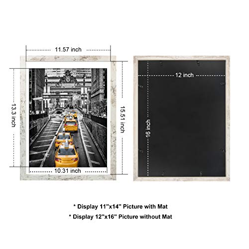 Finefrarm 12X16 Frames Display 11X14 Picture With Mat Or 12 X 16 Photo Without Mat Rustic Style Picture Frame Wall Art For Living Room Wall Mounting Decor #TOP1