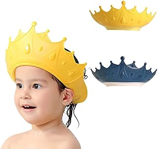 FUNUPUP 2 Pack Baby Shower Cap for Kids, Adjustable Toddler Hair Washing Bathing Cap Shield Baby Shower Visor Shampoo Cap Protect Baby Eyes (Crown)