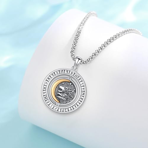 Compass/Wolf/Thor's Hammer/Runes/Tree of Life/Goats/Raven Thor Hammer Necklace for Men Viking Necklace 925 Sterling Sliver Pendant Norse Jewelry Gifts for Men Women4