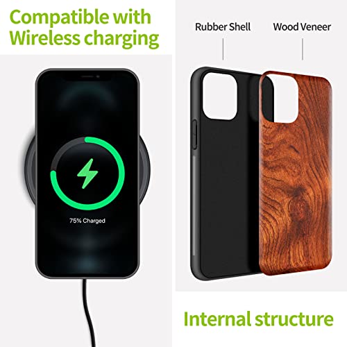 Carveit Wood Case For Iphone 11 Case [Hard Real Wood & Black Soft Tpu] Shockproof Hybrid Protective Cover Unique & Classy Wooden Phone Case Compatible With Apple Iphone 11 (Rosewood) #TOP4