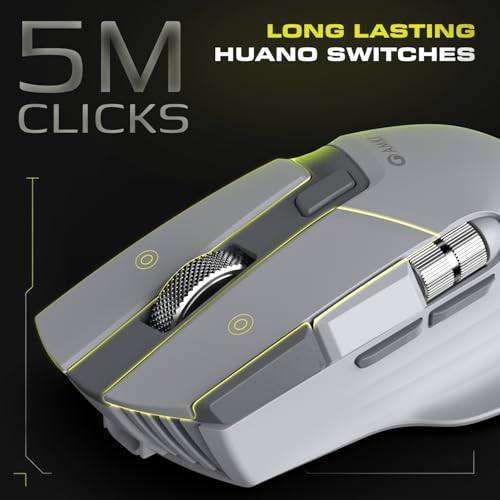 Image of Amkette XS Series Flow S Ergonomic Wireless Mouse /Bluetooth Mouse with Side Scroll, 2.4G + 3xBT, 7 Buttons, Multi-OS, 3200 DPI Adjustable, 1000Hz Polling, 800mAh Rechargeable