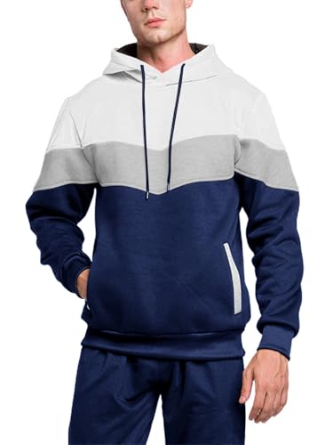 Men's Hoodie Tracksuit 2 Pieces Set Athletic Casual Hooded Sweatshirt and Joggers Set Sweatsuit Outfits4