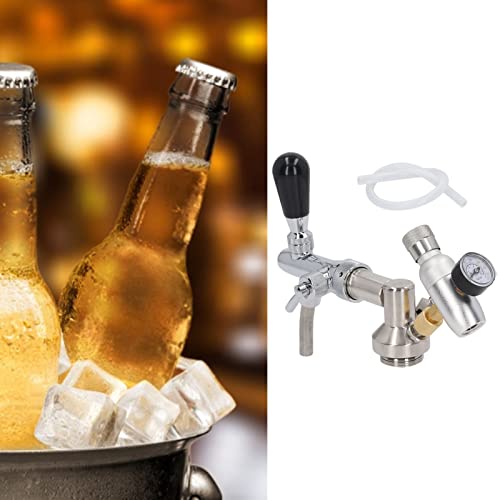 Image of Tissting Beer Keg Dispenser Kit with Adjustable Faucet & Pressure Gauge, Stainless Steel Home Brewing Regulator Equipment for 1.8-10L Kegs, Easy to Clean & Durable