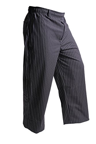 Mercer Culinary M60030BFPM Millennia Men's Black Cook Pants with White Fine Pinstripe, Medium