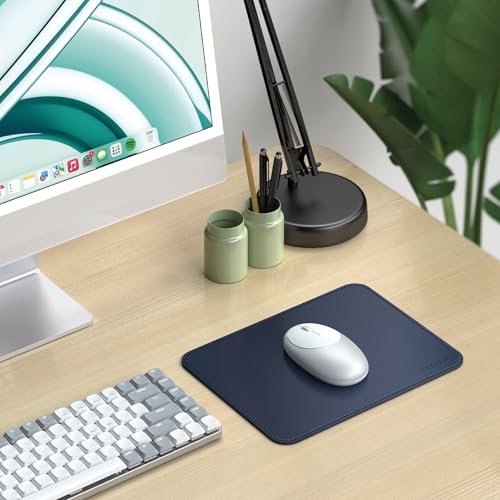 Tapis de souris 25 x 19 cm mousepad ergonomique résistant bleu Satechi