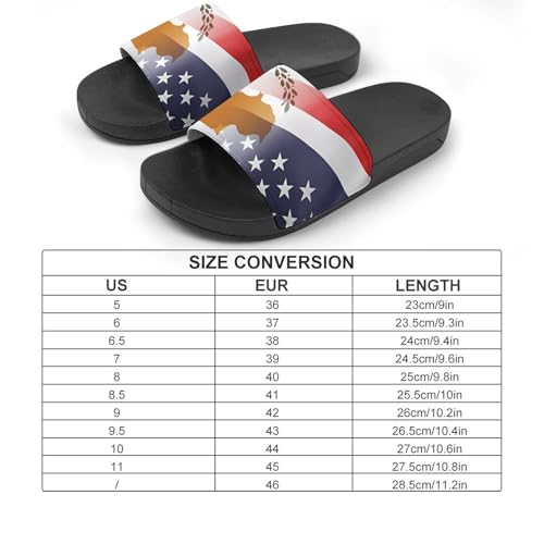 Flag of Cyprus And U.S. FLAG House Sandals Non-Slip Bathroom Slippers Beach Summer Shoes for Men Women2