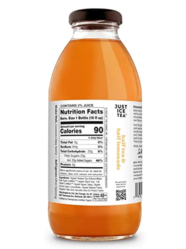 Just Ice Tea Organic Iced Tea, 16 Fl Oz Glass Bottles (6 Flavor Variety, Pack of 12)