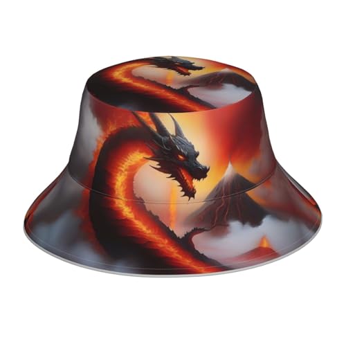 Chapeau bob réfléchissant pour randonnée et festivals outdoor style dragon noir