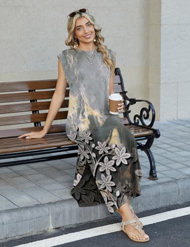 Image of Zeagoo Summer Dresses for Women 2026 Long Maxi Sundresses Loose Split Wrinkle-Free Beach Travel Vacation Clothes