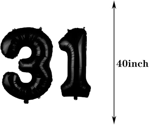 Miniatura 2 de Decoraciones de cumpleaños número 31, suministros de fiesta, globos negros del número 31, globos de aluminio de Mylar 31, decoración de globos de