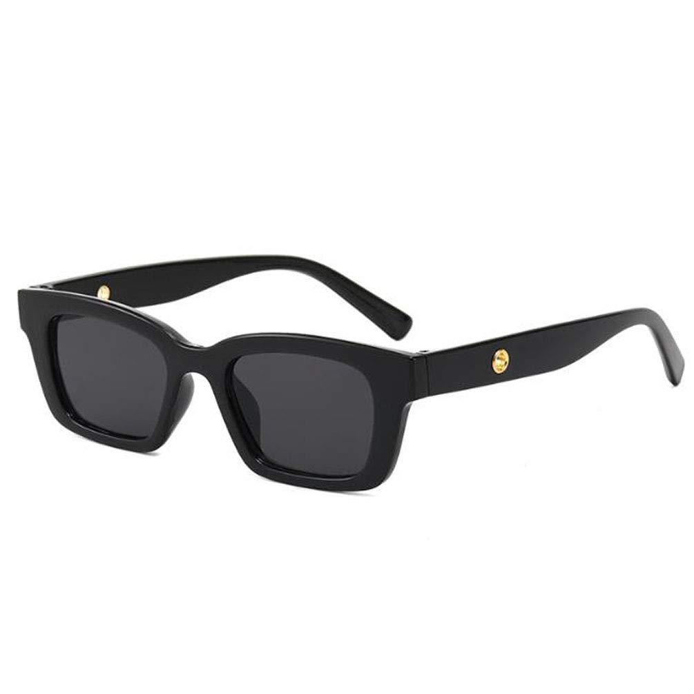 Womens Square Black UV Protection Sunglasses Mens Driving Glasses Small Frame Glasses Black Frame Gray Flakes