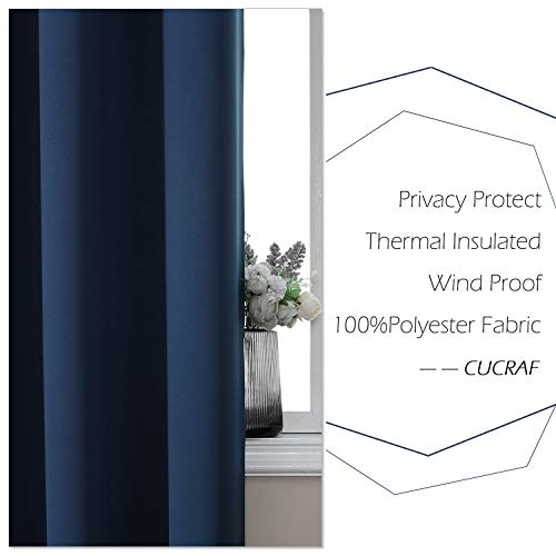 Cucraf Blackout Room Darkening Grommet Window Curtains For Bedroom,Light Blocking Drapes For Living Room 84 Inch Length,Set Of 2 Panels (52 X 84 Inch, Navy Blue) #TOP2