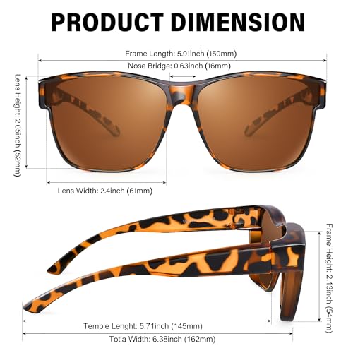 Image of URUMQI Polarized Sunglasses Fit Over Glasses for Men Women, Oversized Square Sun Glasses UV400 Protection
