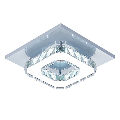 DAXGD Plafoniera LED in Cristallo, Lampadario Cristallo 12W, Plafoniera Moderna Quadrato, Lampada da Soffitto per Corridoio Camera da letto, Diametro 20cm, 6500K Luce Bianca Fredda