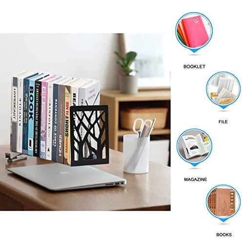 Book Ends Metal Bookends For Shelves, Decorative Bookends For Office School Home, Black Heavy Duty Bookends Abstract Art Design Bookshelf, 3 Pairs, 6 Pieces #TOP4