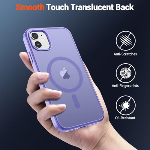 Image of SUPFINE Magnetic for iPhone 11 Phone Case(Compatible with MagSafe)(Military Grade Drop Protection) Slim Translucent Matte Shockproof with Anti-Fingerprint Phone Case,Purple