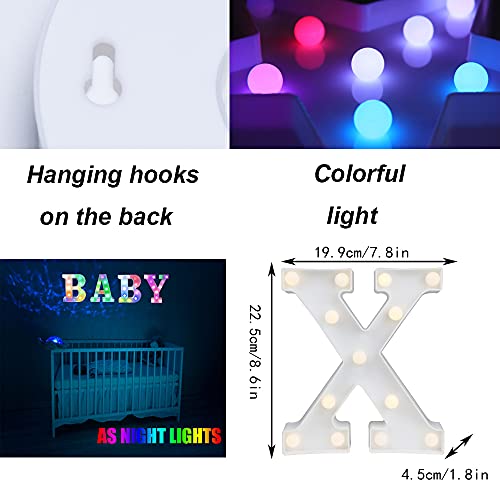 Image of LED Marquee Letter Lights, 18 Colors Changing Light Up Letters with Remote, RGB Alphabet Letters Sign for Girls Boys Gift Birthday Party Night Light Bedroom Wedding Christmas Decor-Colorful X