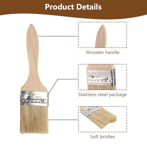 GBACHOOSE 24 Stück Pinselset 50 mm Malerpinsel mit Holzgriff, Borstenpinsel Set, Lasurpinsel, Flachpinsel für Farben, Lack, Malerei, Wand- und Möbelmalerei, DIY