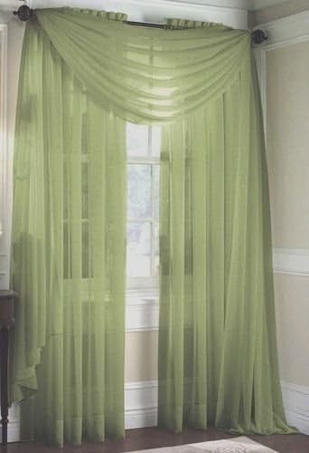 Elegance Sheer Voile Sage Green Scarf 40x216