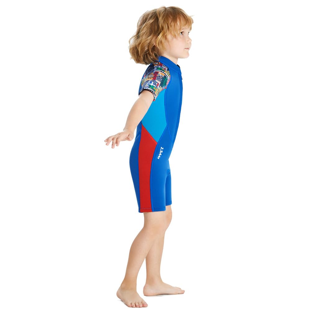 Neoprenanzug Kinder 2.5mm Neopren Shorty Thermal Badeanzug Jungen Mädchen Lange/Kurze Ärmel Tauchanzug Reißverschluss Einteilige Badebekleidung Schwimmen Surfen Neoprenanzüge