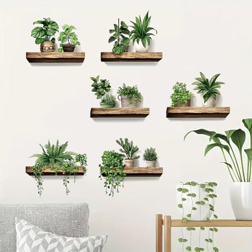 Set 6 Vinilos Decorativos Plantas Verdes 3D