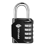 XShield 4-Digit Combination Padlock | Heavy-Duty Keyless Lock with 10,000 Code Options | Weather-Resistant Alloy Body | Ideal for Lockers, Gates, Gym, Outdoor & Travel – Black (Pack of 1)