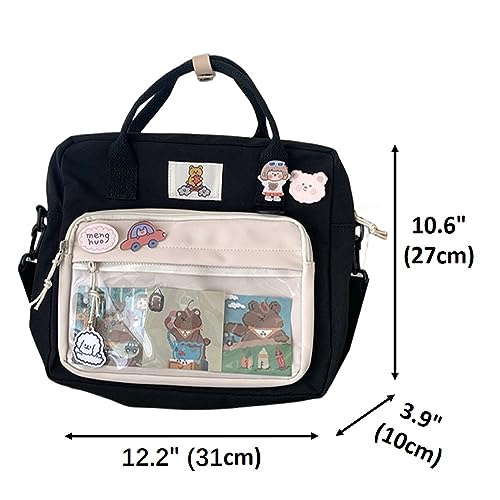 Cute Crossbody Bag with Kawaii Accessories Plush Pendant and Pins Casual Backpack Clear Pocket Travel Shoulder Bag2