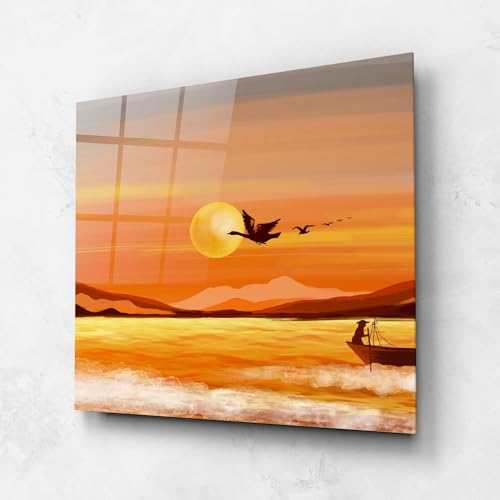 ARTHUB® Moderne impression sur verre 100x100 cm, 4mm verre trempé | Tableau en verre salon et chambre, Décoration murale moderne, Décoration intérieure, paysages, 20988