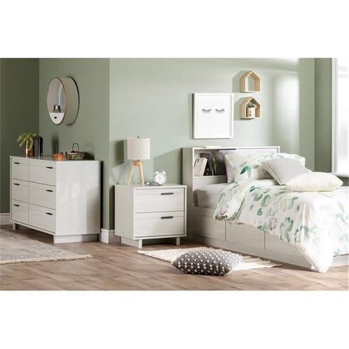 South Shore Fynn Headboard with Storage, Twin 39-Inch, Winter Oak - Thumbnail 5