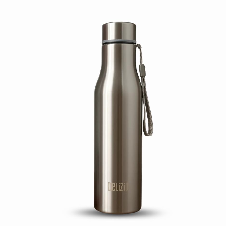 Image of KEMP DELIZIO Edition Stainless Steel Fridge Water Bottle 1000 ML | 1 L | Single Walled | Office | Gym | Travelling | Leak Proof LID | ECO Friendly | BPA Free | for Adult, Kids (BRITA -4 Pack)