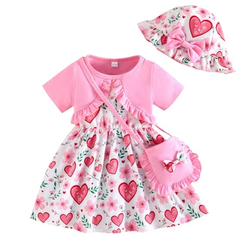 Robe bébé fille cadeau de naissance d'été avec sac et chapeau assorti