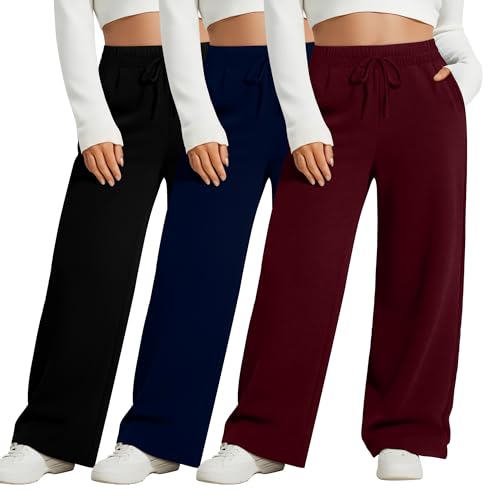 Pantalon large femme yoga et confort absolu lot de 3 pantalons