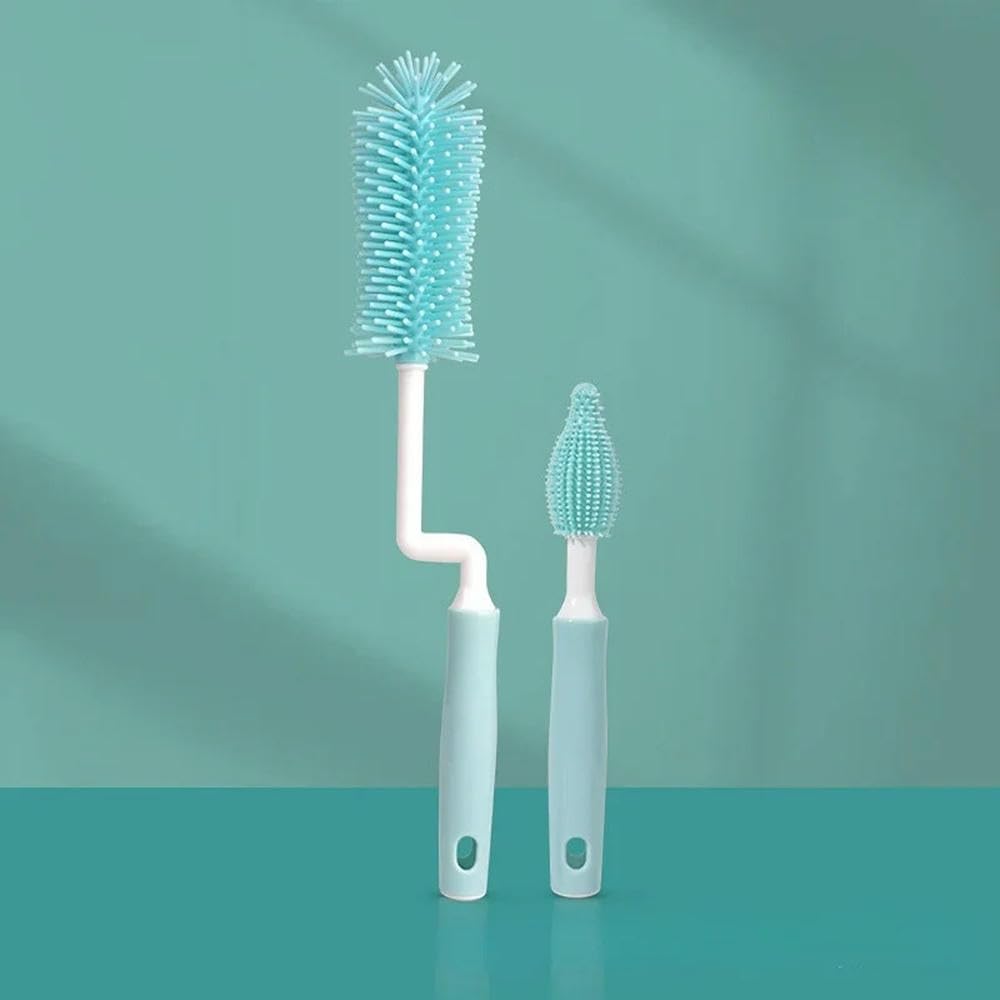 DYRBF wielofunkcyjny zestaw silikonowych szczoteczek do butelek, zestaw do czyszczenia butelek dla niemowląt, sutków i słomek, uchwyt z twardego plastiku z miękkim włosiem do codziennego czyszczenia