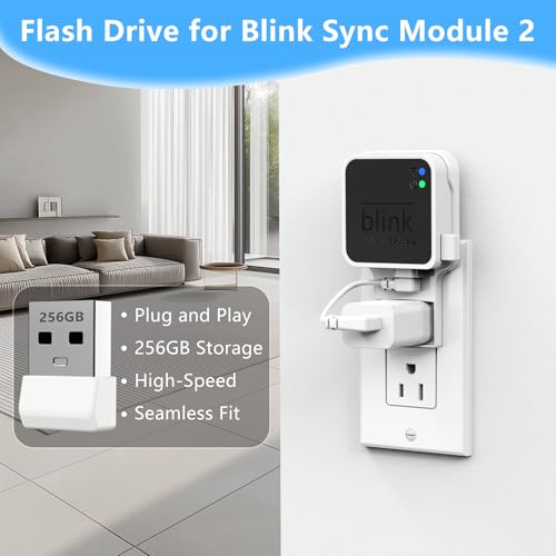 Image of 256GB Blink USB Flash Drive,with Outlet Wall Mount for Blink Sync Module 2,Blink USB Storage and Blink Sync Camera Mount for Blink Outdoor Indoor Security System (Sync Module 2 is NOT Included),White