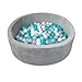 Nuby Velvet Ball Pit, Soft Play with Colored 200 Balls Included, Aqua and Gray