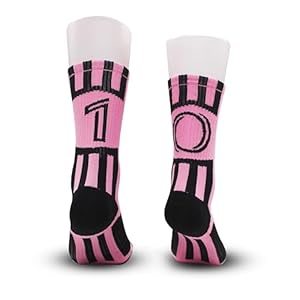 Team Number Socks |Crew Socks |Football |Hockey |Basketball |Volleyball |Soccer |Choose Your Number |Pink & Black.