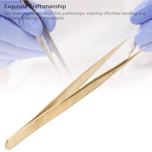 Jectse Brass Tweezers, Accuracy Tip Precision Kitchen Tweezer in Brass for Watchmaker's and Jewellers, Easy to Use and Convenient Pickup - Image 3