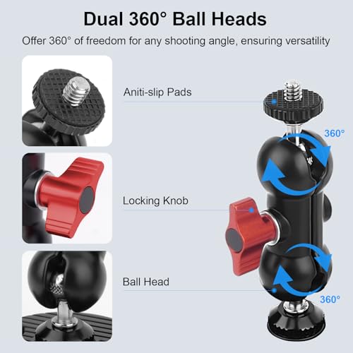 Mechrig Dual Suction Cup Car Mount with Phone Holder,360°Adjustable for Action Cameras & Smartphones,Windshield,Dashboard,Boat Mount for GoPro Hero 13/12/11/10,DJI OSMO Action,Insta360 X4/X3,and More - image 3