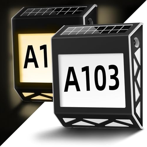 Powerful Solar Address Sign, Illuminated Solar House Number, 3 Colors LED Waterproof Wall Mounted House Numbers with Parts for Outside Garden Yard Light up Wall Lamp