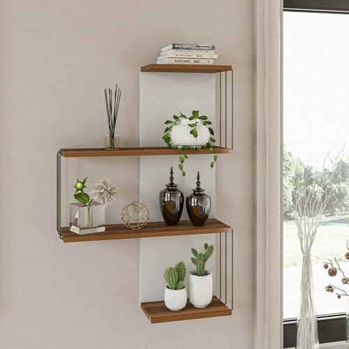 Étagère murale chêne et blanc Hadar 64x19x96 cm - 2