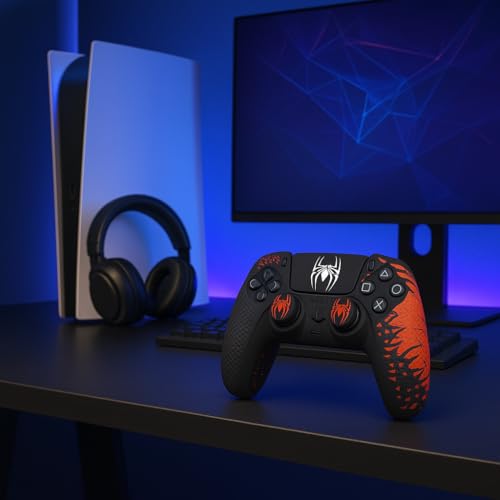 Image of DEADSKULL - Spidy Edition Protective Cover Case Compatible with PlayStation DualSense Anti-Slip PS5 Remote Skin, PS 5 Controller Accessories,Silicone Sleeves Set (Red & Black)