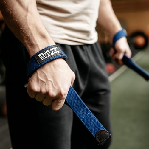 Image of WARM BODY COLD MIND V2 Lifting Wrist Straps for Weightlifting - Hand Straps for Powerlifting, Weight Lifting, Bodybuilding Functional /Cross Training, Deadlift Gym Bar, Cotton