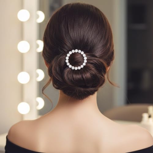Image of Accessher Rose Gold Round Hair Barettes | Crystal Hair Clip with Zircon Stones | Hair Accessories for Women & Girls Pack of 1