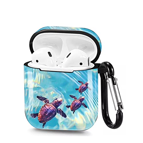 Fish AirPods Case Cover,Soft TPU AirPods Case 2&1 Silicone Waterproof AirPods Skin Cover Protective Case for Airpods 1st/2nd Charging Case for iPhone 11/12/SE 2020/7/8/7P/8P (Sea Turtles)